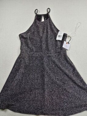 NWT Originality Sparkly Black Halter Neck Sleeveless Party Dress L